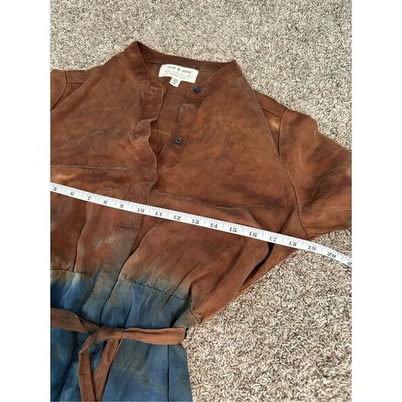 Anthropologie Cloth & Stone Perla Tie-Dye Maxi Shirtdress Belted Western Boho M - Picture 4 of 10